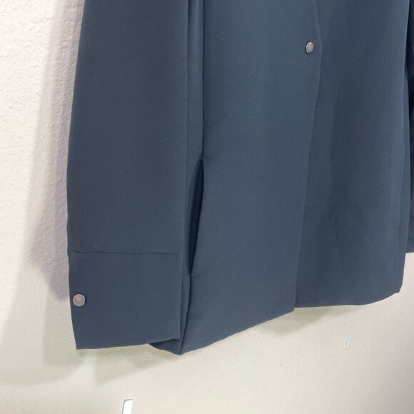 ADAY Blazer Strategy Large Collarless in Black One Snap Button V-Neck - Picture 6 of 10